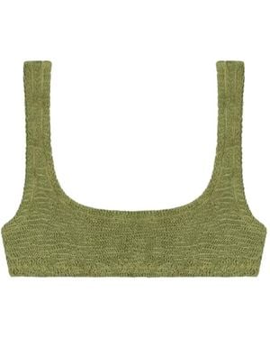 Reina Olga Ginny Crinkle-Effect Bikini Top - Green