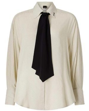 Pinko Polka-Dot Tie-Neck Shirt - White
