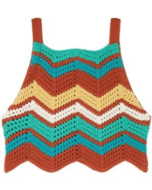 Alanui Kaleidoscopic Chevron Knit Top - Blue