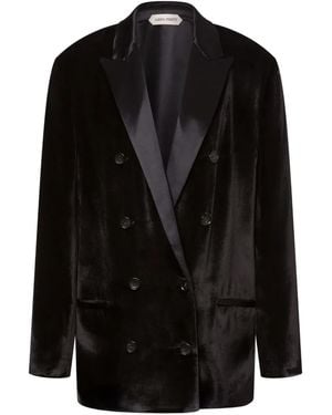 Alberta Ferretti Satin Double-Breasted Blazer - Black