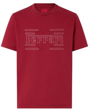 Ferrari T-Shirt Mit Logo-Stickerei - Rot