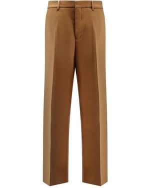 Ami Paris Virgin Wool Large Trousers - Brown