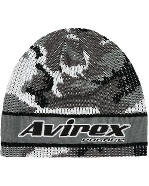 Palace X Avirex Nein Cuff Berretto Con Stampa - Grigio