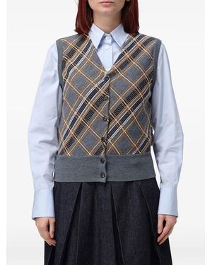 Tela Gilet A Quadri - Grigio