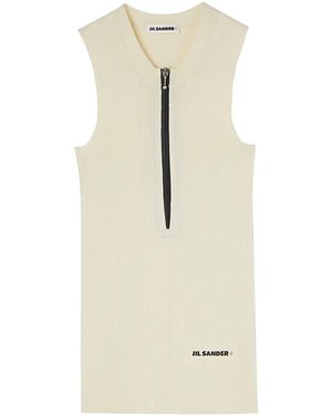 Jil Sander Logo-Print Fine-Ribbed Tank Top - Natural