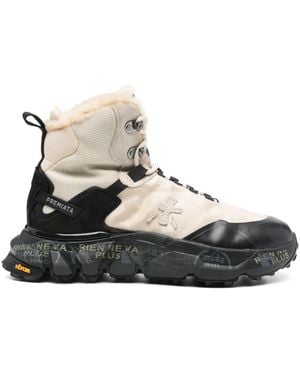 Premiata Shearling-Lined Lace-Up Boots With Rubber Sole - Black