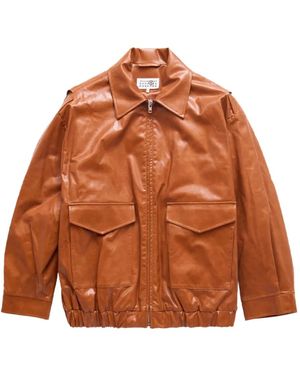 MM6 by Maison Margiela Faux-Leather Bomber Jacket - Brown