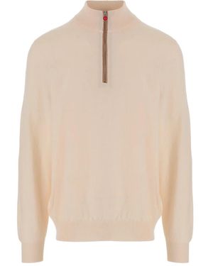 Kiton Zip Roll-Neck Jumper - Natural