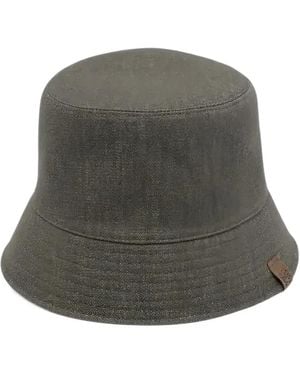 Brunello Cucinelli Logo-Patch Bucket Hat - Grey