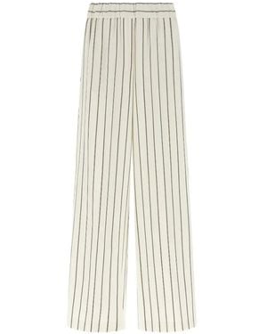 Peserico Pinstriped Wide Leg Trousers - White