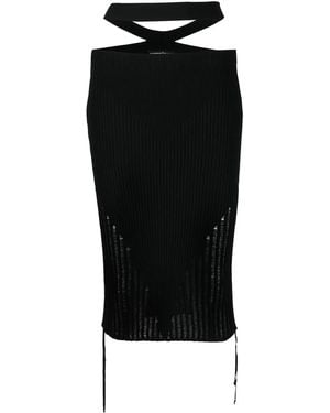 ANDREADAMO Ribbed Cut-Out Midi Skirt - Black