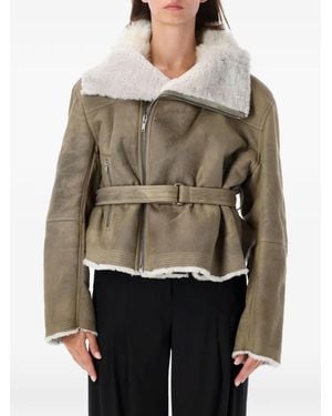 Rick Owens Mantel Aus Shearling Mit Gürtel - Natur