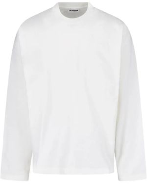 Jil Sander Long-Sleeve Logo-Print T-Shirt - White