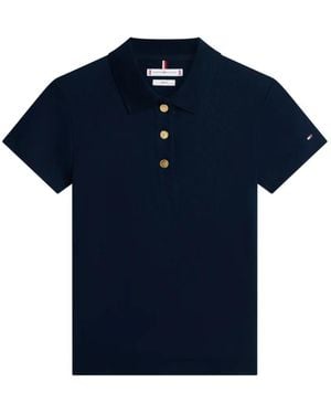 Tommy Hilfiger Button-Up Polo Top - Blue
