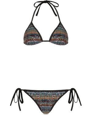 Missoni Pailletten-Bikini Mit Zickzackmuster - Weiß