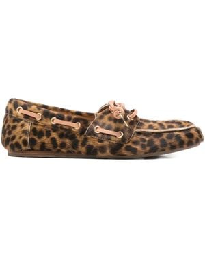 Ancient Greek Sandals Pliaria Leopard-Print Boat Shoes - Brown