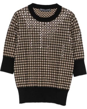 Ermanno Scervino Check-Pattern Sequin-Embellished Sweater - Black