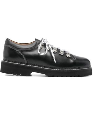 Toga Virilis Eyelet-Detail Leather Lace-Up Derby Shoes - Black