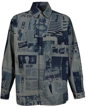 Jean Paul Gaultier Chemise À Imprimé Journal - Blue