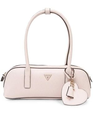 Guess Isobel Logo-Plaque Heart-Charm Tote Bag - Pink
