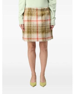 Tela Check-Pattern Brushed-Finish Mini Skirt - Yellow