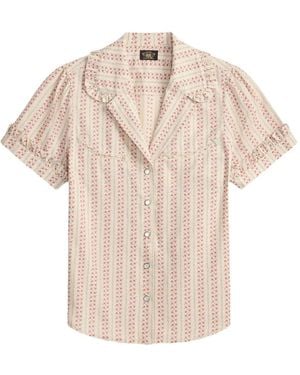 RRL Floral-Print Ruffled-Trim Shirt - Natural