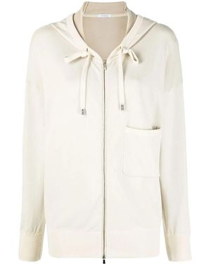 Malo Zip-Up Cotton Sweatshirt - Natural