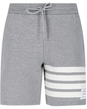 Thom Browne 4-Bar Stripe Track Shorts - Grey