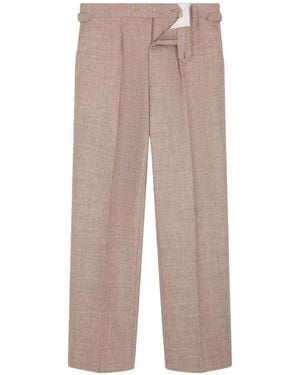 Fursac Herringbone-Pattern Wool Trousers - Natural