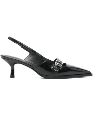 Maje 70Mm Eyelet Strap Court Shoes - Black