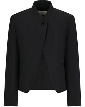 Jil Sander Mandarin-Collar Wool Jacket - Black