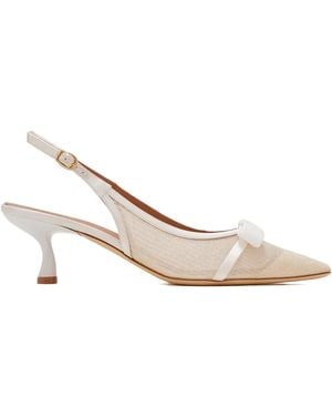 Malone Souliers Jama Bow Slingback Court Shoes - Natural