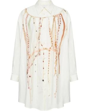 MM6 by Maison Margiela Bead Detailing Shirt Dress - White