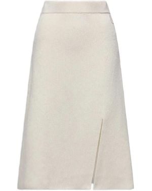Moncler Ribbed Side-Split Midi Skirt - White