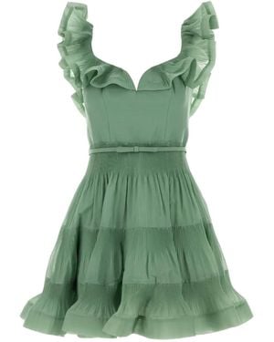 Zimmermann Pleated Ruffled Mini Dress - Green