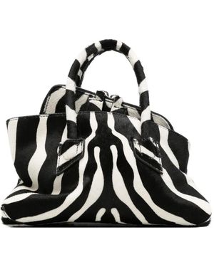 The Attico Mini La Passeggiata Zebra-Pattern Tote Bag - Black