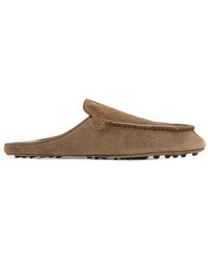 Mansur Gavriel Moccasin Suede Mules - Brown