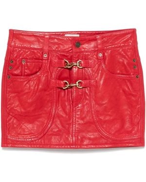 Isabel Marant Smooth Grain Leather Mini Skirt - Red