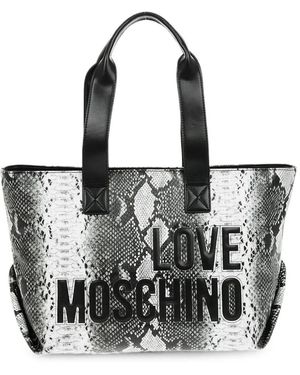 Love Moschino Snake-Effect Logo-Detail Tote Bag - Black