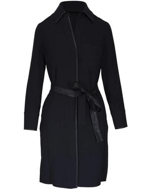Vince Leather Trim Shirt Dress - Black
