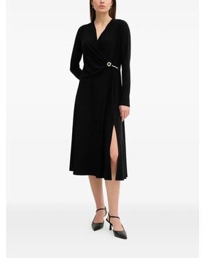 Joseph Ribkoff Chain-Embellishment Split Midi Dress - Black