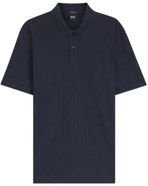 BOSS Poloshirt Met Gestreepte Textuur - Blauw