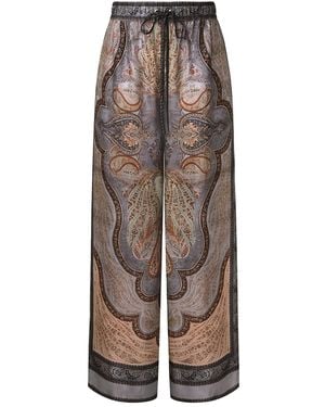 Zimmermann "Wanderlust" Relaxed Pant - Brown