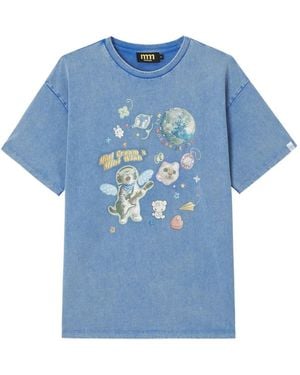 Mini Cream Graphic-Print T-Shirt - Blue