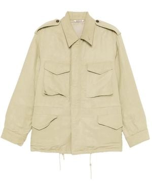 AURALEE Satin Padded Military Jacket - Natural