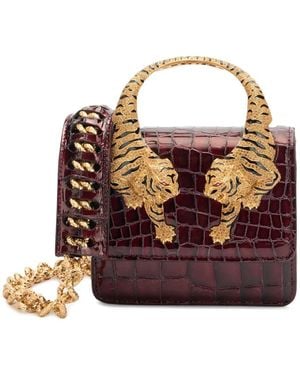 Roberto Cavalli Roar Crocodile-Print Mini Bag - Brown