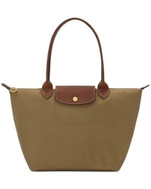 Longchamp Le Pliage Schultertasche Mit Lederdetails - Braun