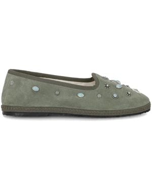 Fortela Studded Suede Ballet Flats - Green