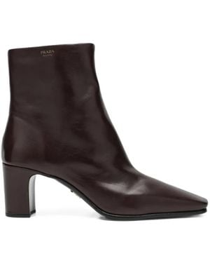 Prada Botines De Piel - Marrón