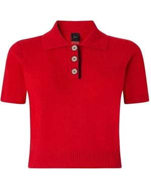 Pinko Wool And Cashmere Cropped Polo Shirt - Red